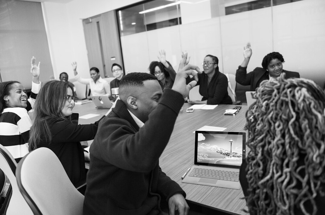diverse professionals in career workshop