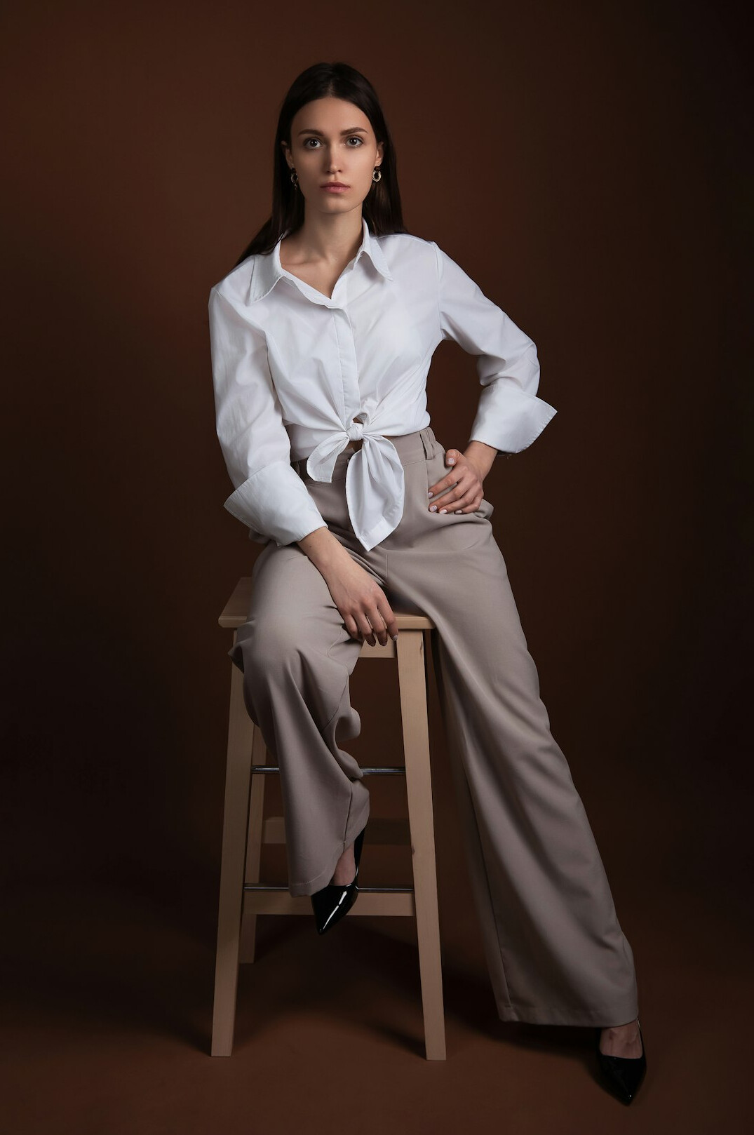 Studio portrait of a woman in business casual attire