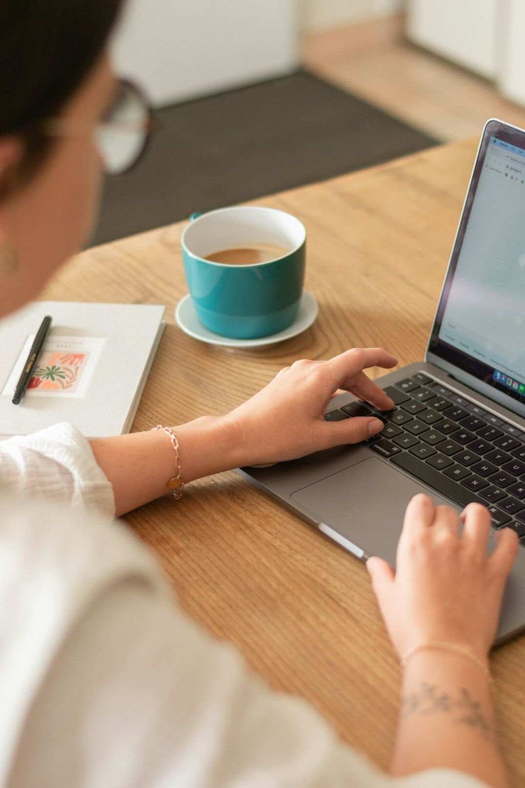 person taking online course at home